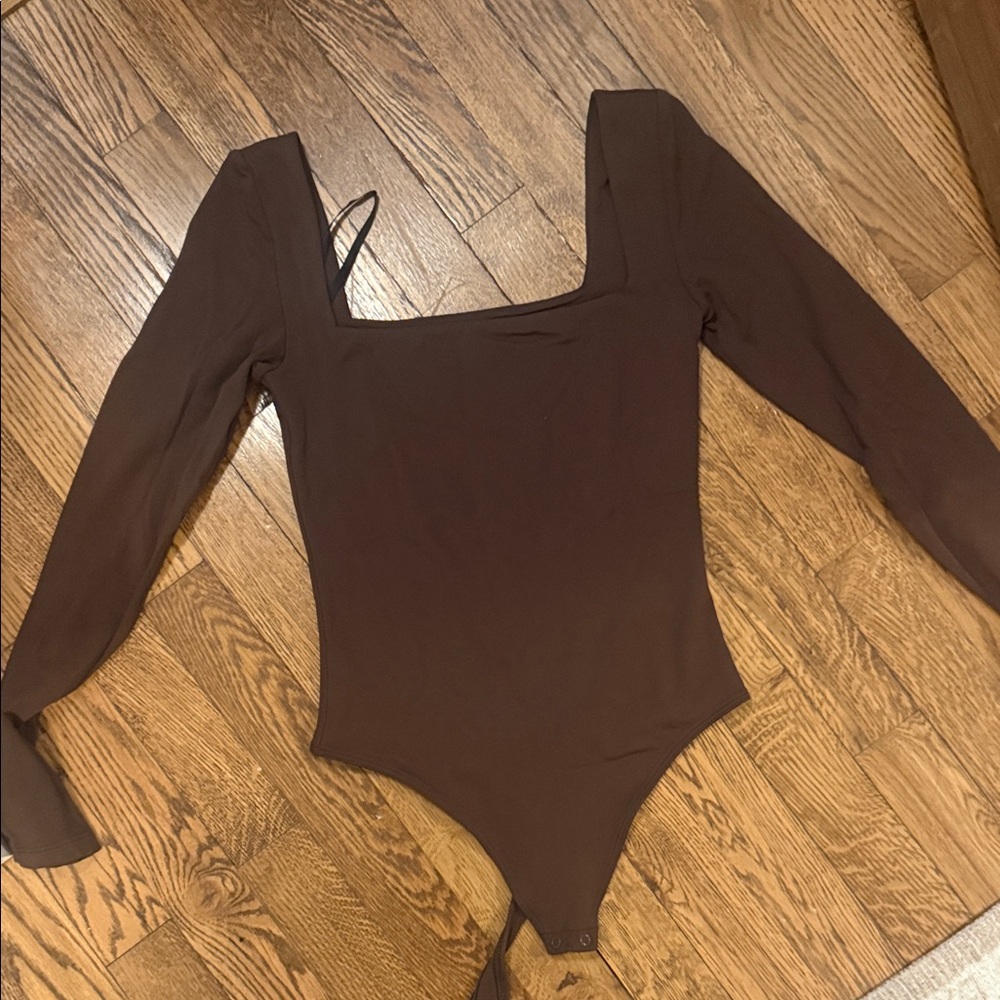 Babaton Chocolate Brown Long Sleeve Bodysuit